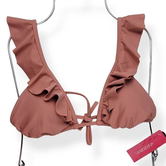 Xhilaration Ruffled  Mauve Triangle Bikini Medium Jrs. - Picture 1 of 3